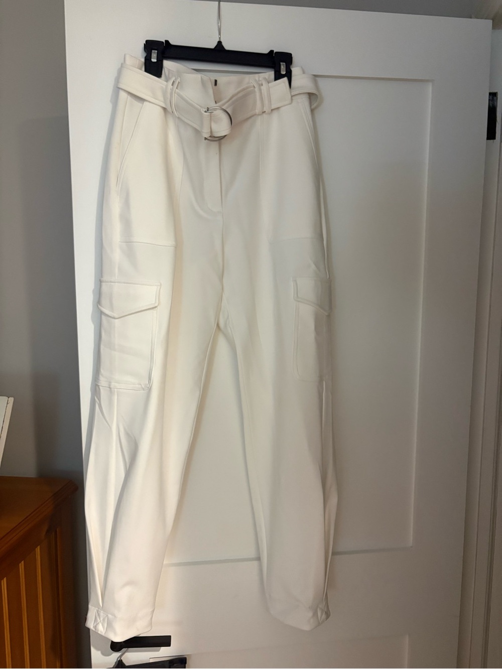 Express Cream High-Waist Cargo Joggers with Belt